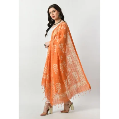 Women's Cotton Printed Dupatta (Orange, Length: Free Size) - Image 2