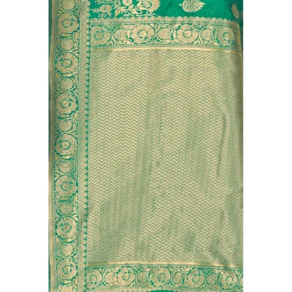 Women's Banarasi Silk Designer Weaving Saree With Unstitched Blouse (Green, 5.50 Mtrs) - Image 2