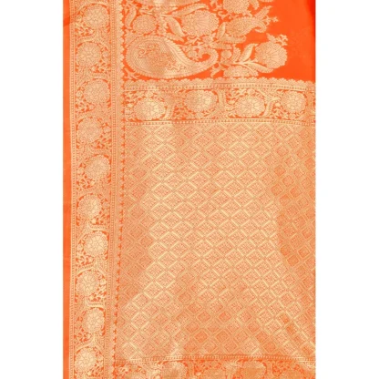 Women's Banarasi Silk Designer Weaving Saree With Unstitched Blouse (Orange, 5.50 Mtrs) - Image 2