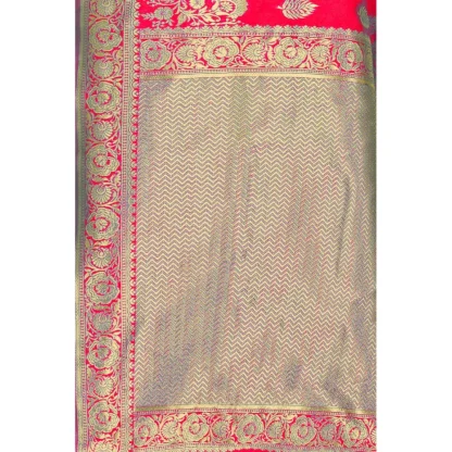 Women's Banarasi Silk Designer Weaving Saree With Unstitched Blouse (Pink, 5.50 Mtrs) - Image 2