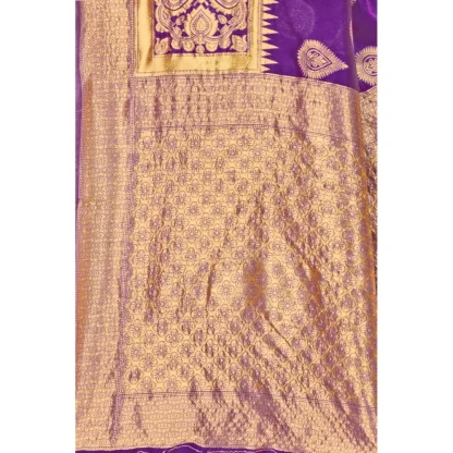 Women's Banarasi Silk Designer Weaving Saree With Unstitched Blouse (Purple, 5.50 Mtrs) - Image 2