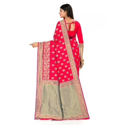 Women's Banarasi Silk Designer Weaving Saree With Unstitched Blouse (Pink, 5.50 Mtrs) - Image 4