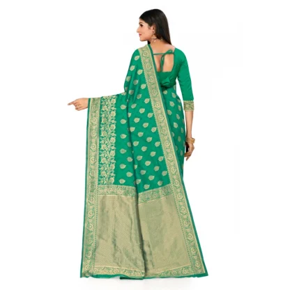 Women's Banarasi Silk Designer Weaving Saree With Unstitched Blouse (Green, 5.50 Mtrs) - Image 4