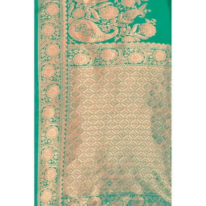 Women's Banarasi Silk Designer Weaving Saree With Unstitched Blouse (Green, 5.50 Mtrs) - Image 2