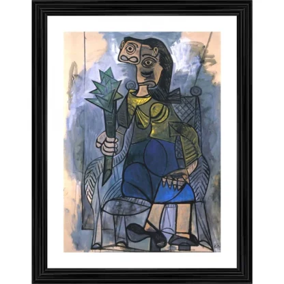 Woman with Artichoke 1941 Painting With Wood Photo Frame (Multicolor)