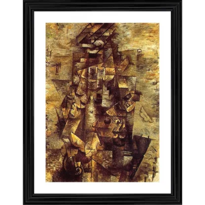 Man with guitar 1911 Painting With Wood Photo Frame (Multicolor)