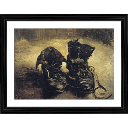 A Pair of Shoes 1886 Painting With Wood Photo Frame (Multicolor)