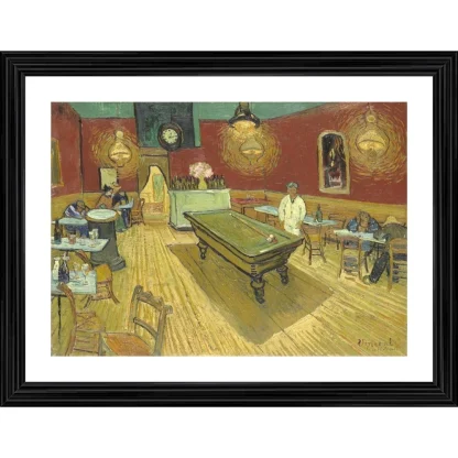 The Night Cafe 1888 Painting With Wood Photo Frame (Multicolor)