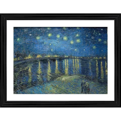 Starry Night over the Rhone River 1888 Painting With Wood Photo Frame (Multicolor)