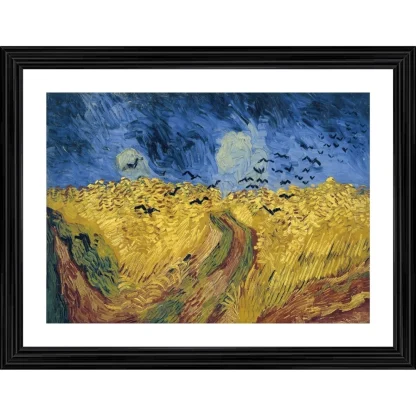 Wheatfield with Crows 1890 Painting With Wood Photo Frame (Multicolor)