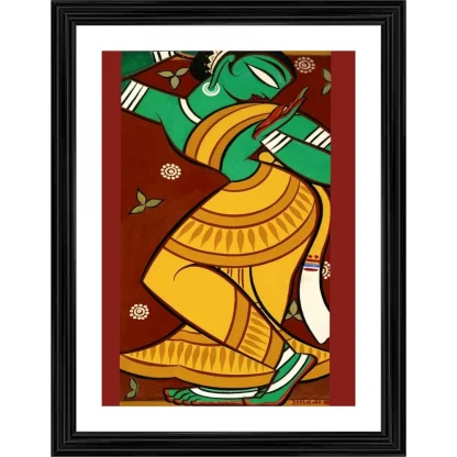 Dancing Woman 1 Painting With Wood Photo Frame (Multicolor)