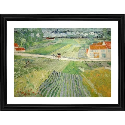 Train in the Rains at Auvers 1890 Painting With Wood Photo Frame (Multicolor)