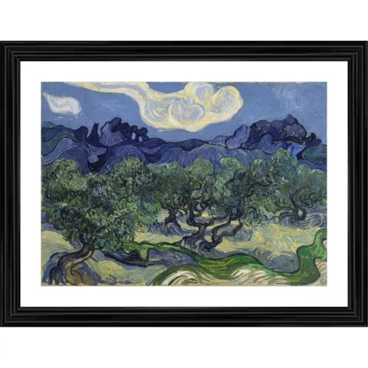 Olive Trees 1889 Painting With Wood Photo Frame (Multicolor)