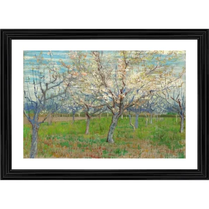 The Pink Orchard 1888 Painting With Wood Photo Frame (Multicolor)