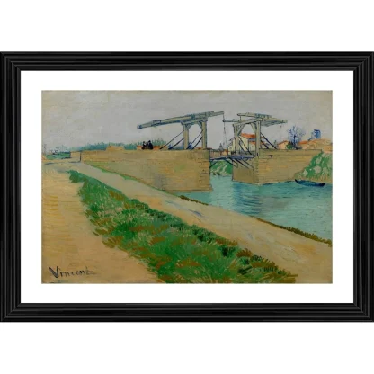 The Langlois Bridge 1888 Painting With Wood Photo Frame (Multicolor)