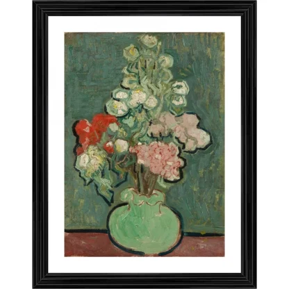 Vase of Flowers 1890 Painting With Wood Photo Frame (Multicolor)