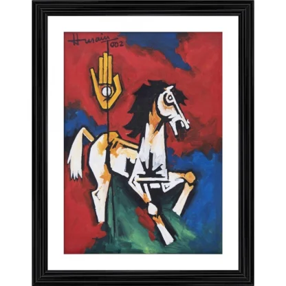 The Horse 2002 Painting With Wood Photo Frame (Multicolor)