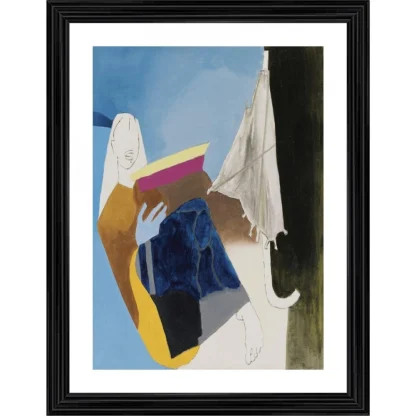 Portrait of an Umbrella Series 1980 Painting With Wood Photo Frame (Multicolor)