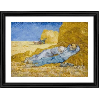 Farmers Rest in Harvest season 1890 Painting With Wood Photo Frame (Multicolor)