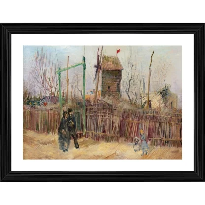 Street Scene in Montmartre 1887 Painting With Wood Photo Frame (Multicolor)