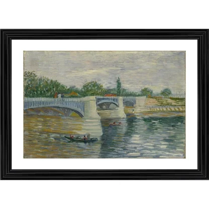 The Bridge at Courbevoie 1887 Painting With Wood Photo Frame (Multicolor)