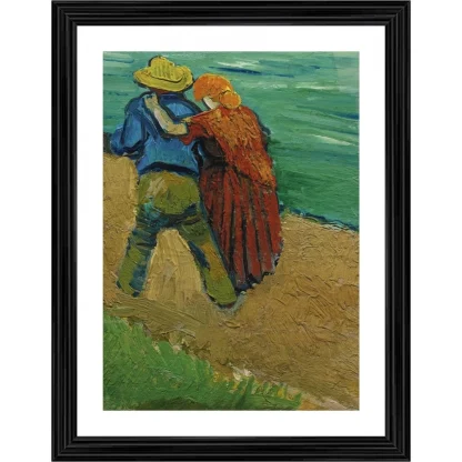 Two Lovers in Arles 1888 Painting With Wood Photo Frame (Multicolor)