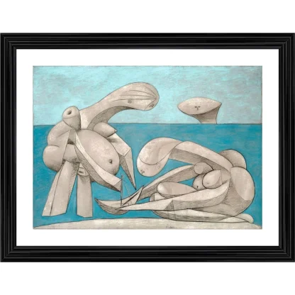 On the Beach 1937 Painting With Wood Photo Frame (Multicolor)