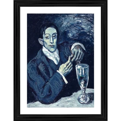 The Absinthe Drinker 1903 Painting With Wood Photo Frame (Multicolor)