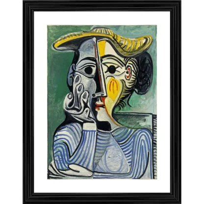 Woman with Yellow Hat 1962 Painting With Wood Photo Frame (Multicolor)