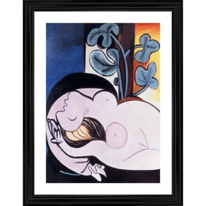 Nude in a Black Chair 1932 Painting With Wood Photo Frame (Multicolor)