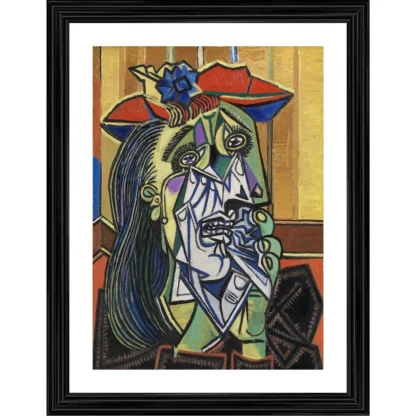 The Weeping Woman 1937 Painting With Wood Photo Frame (Multicolor)