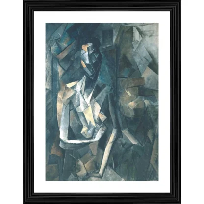 Seated woman 1923 Painting With Wood Photo Frame (Multicolor)