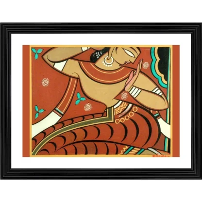 The Woman Painting With Wood Photo Frame (Multicolor)