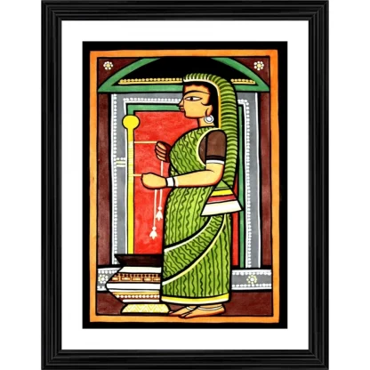 Yashoda Painting With Wood Photo Frame (Multicolor)