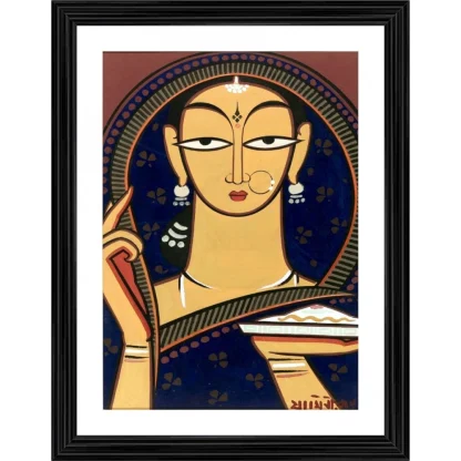 Pujaran Painting With Wood Photo Frame (Multicolor)