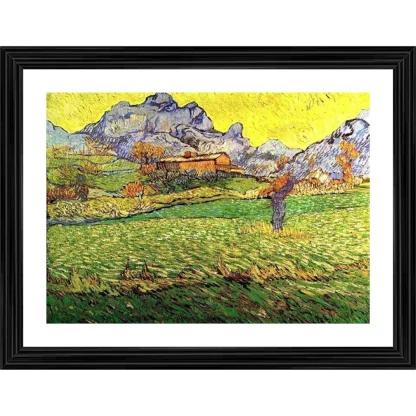 Meadow in the Mountains Saint Paul 1889 Painting With Wood Photo Frame (Multicolor)