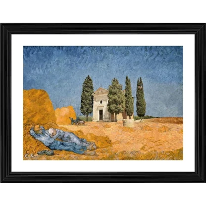 Chapel Vitaleta and a Couple 1884 Painting With Wood Photo Frame (Multicolor)