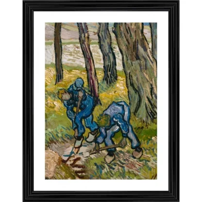 Two Diggers among trees 1889 Painting With Wood Photo Frame (Multicolor)