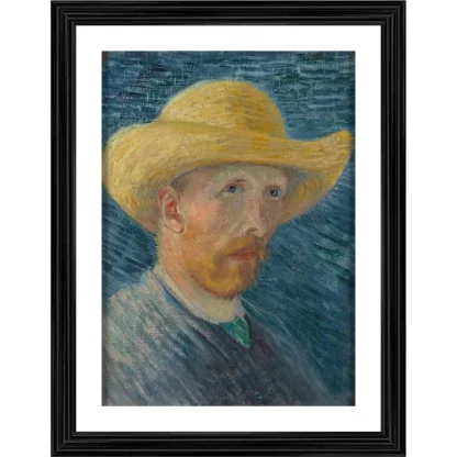 Self Portrait with Straw Hat 1887 Painting With Wood Photo Frame (Multicolor)