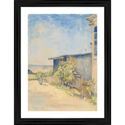 Shed with Sunflowers 1887 Painting With Wood Photo Frame (Multicolor)