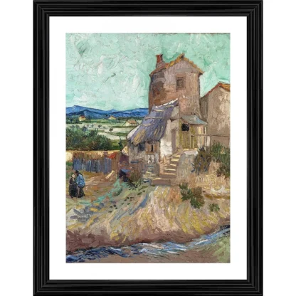 The Old Mill 1888 Painting With Wood Photo Frame (Multicolor)