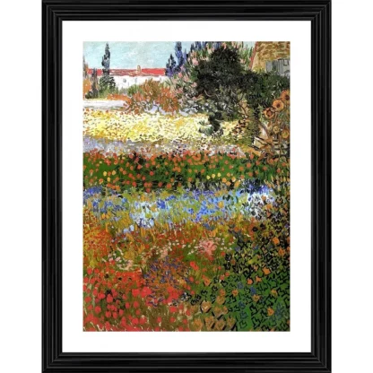 Flowered Garden 1888 Painting With Wood Photo Frame (Multicolor)