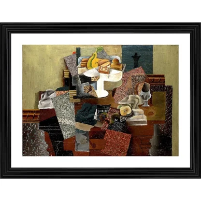 Still Life with Compote and Glass 1914 Painting With Wood Photo Frame (Multicolor)