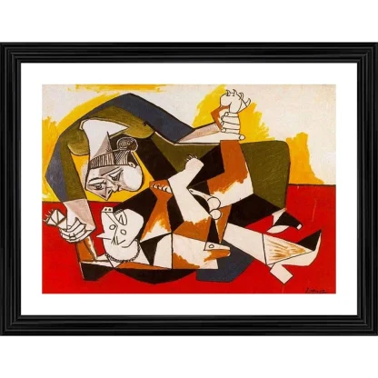 Woman with a Dog 1955 Painting With Wood Photo Frame (Multicolor)