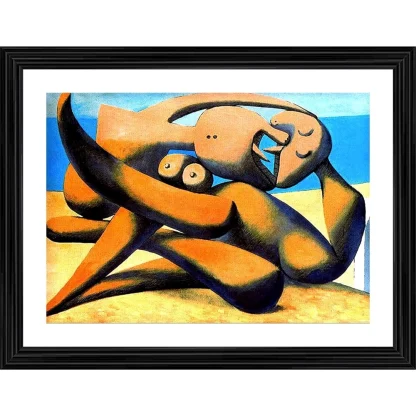 Figure At The Seaside 1931 Painting With Wood Photo Frame (Multicolor)