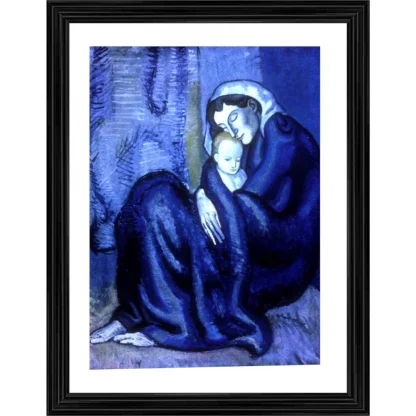 Mother and Child 1902 Painting With Wood Photo Frame (Multicolor)