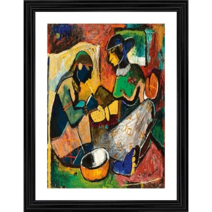 Mehendi 1951 Painting With Wood Photo Frame (Multicolor)