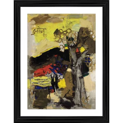 Black Hill 1964 Painting With Wood Photo Frame (Multicolor)