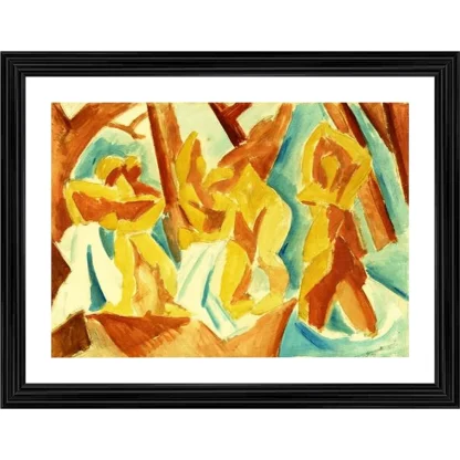 Womans in a Forest 1908 Painting With Wood Photo Frame (Multicolor)