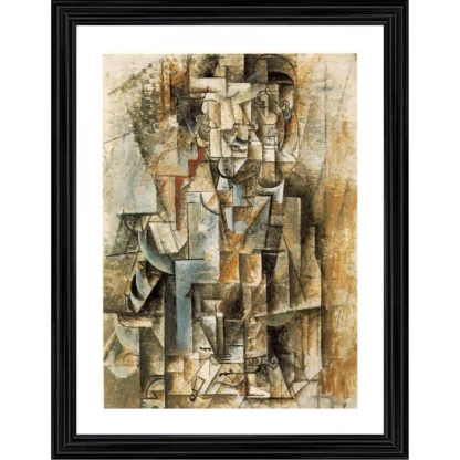 Man with a Violin 1912 Painting With Wood Photo Frame (Multicolor)